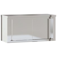 vidaXL Kitchen Wall Cabinet with Sliding Doors Stainless Steel