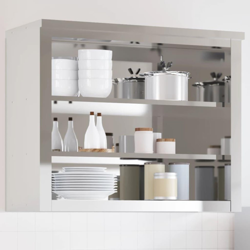 vidaXL Kitchen Wall Cabinet with Shelves Stainless Steel