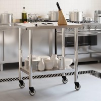 Vidaxl Kitchen Work Table With Wheels 32.5X21.7X33.5 Stainless Steel