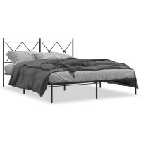 vidaXL Metal Bed Frame with Headboard Black 59.1