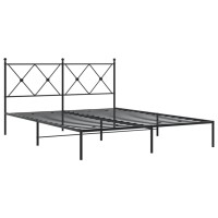 vidaXL Metal Bed Frame with Headboard Black 59.1