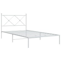 vidaXL Metal Bed Frame with Headboard White 39.4