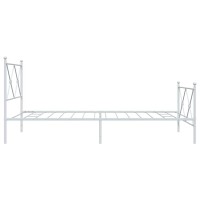 vidaXL Metal Bed Frame with Headboard and Footboard White 39.4