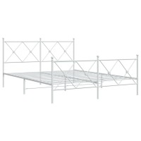 vidaXL Metal Bed Frame with Headboard and Footboard White 59.1