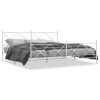 vidaXL Metal Bed Frame with Headboard and Footboard White 76