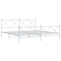 vidaXL Metal Bed Frame with Headboard and Footboard White 76