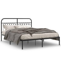 vidaXL Metal Bed Frame with Headboard Black 59.1