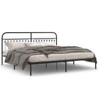 vidaXL Metal Bed Frame with Headboard Black 76