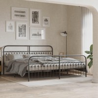 vidaXL Metal Bed Frame with Headboard and Footboard Black 76