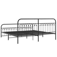 vidaXL Metal Bed Frame with Headboard and Footboard Black 76