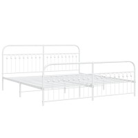 vidaXL Metal Bed Frame with Headboard and Footboard White 76