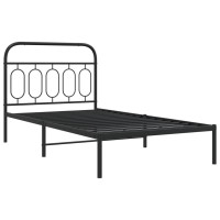 vidaXL Metal Bed Frame with Headboard Black 39.4