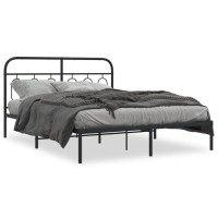 vidaXL Metal Bed Frame with Headboard Black 59.1