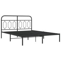 vidaXL Metal Bed Frame with Headboard Black 59.1