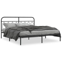 vidaXL Metal Bed Frame with Headboard Black 76