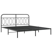 vidaXL Metal Bed Frame with Headboard Black 76