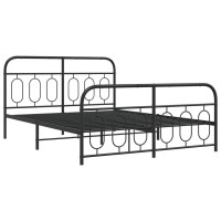 vidaXL Metal Bed Frame with Headboard and Footboard Black 59.1