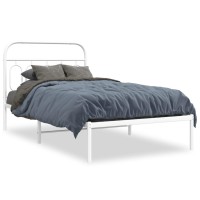 vidaXL Metal Bed Frame with Headboard White 39.4