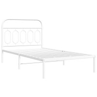 vidaXL Metal Bed Frame with Headboard White 39.4