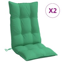 vidaXL Highback Chair Cushions 2 pcs Green Oxford Fabric
