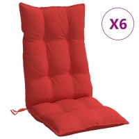 vidaXL Highback Chair Cushions 6 pcs Red Oxford Fabric