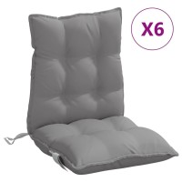 vidaXL Lowback Chair Cushions 6 pcs Gray Oxford Fabric