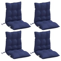 vidaXL Lowback Chair Cushions 4 pcs Navy Blue Oxford Fabric