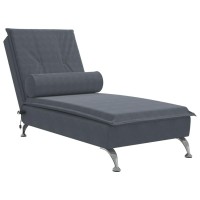 vidaXL Massage Chaise Lounge with Bolster Dark Gray Velvet