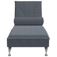 vidaXL Massage Chaise Lounge with Bolster Dark Gray Velvet