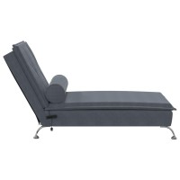 vidaXL Massage Chaise Lounge with Bolster Dark Gray Velvet