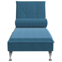 vidaXL Massage Chaise Lounge with Bolster Blue Velvet