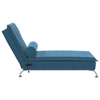 vidaXL Massage Chaise Lounge with Bolster Blue Velvet