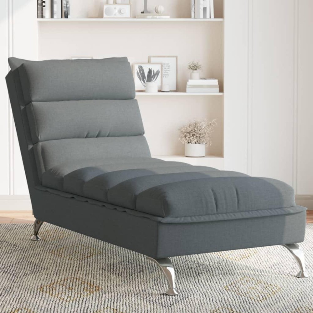 vidaXL Chaise Lounge with Cushions Dark Gray Fabric