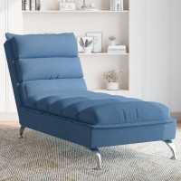 vidaXL Chaise Lounge with Cushions Blue Fabric