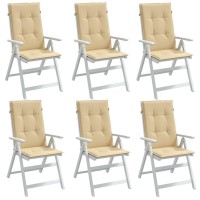 vidaXL Highback Chair Cushions 6 pcs Melange Beige 47.2