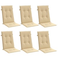 vidaXL Highback Chair Cushions 6 pcs Melange Beige 47.2