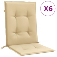 vidaXL Lowback Chair Cushions 6 pcs Melange Beige 39.4