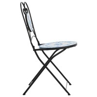 vidaXL Bistro Chairs Foldable 2 pcs Blue and White Ceramic