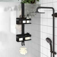 vidaXL Hanging Shower Caddy Matt Black Brushed 304 Stainless Steel