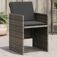 vidaXL Patio Chairs with Cushions 4 pcs Gray Poly Rattan