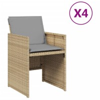 vidaXL Patio Chairs with Cushions 4 pcs Mix Beige Poly Rattan