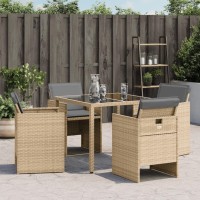 vidaXL Patio Chairs with Cushions 4 pcs Mix Beige Poly Rattan