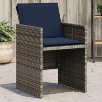 vidaXL Patio Chairs with Cushions 4 pcs Gray Poly Rattan