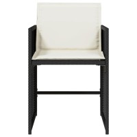 vidaXL Patio Chairs with Cushions 4 pcs Black Poly Rattan
