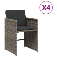 vidaXL Patio Chairs with Cushions 4 pcs Gray Poly Rattan