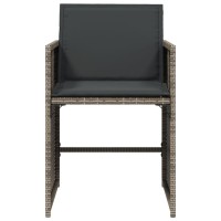 vidaXL Patio Chairs with Cushions 4 pcs Gray Poly Rattan