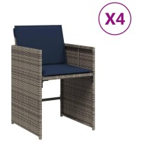 vidaXL Patio Chairs with Cushions 4 pcs Gray Poly Rattan