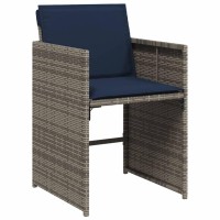 vidaXL Patio Chairs with Cushions 4 pcs Gray Poly Rattan