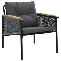 vidaXL 4 Piece Balcony Furniture Set with Cushions Black Steel