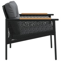 vidaXL 4 Piece Balcony Furniture Set with Cushions Black Steel
